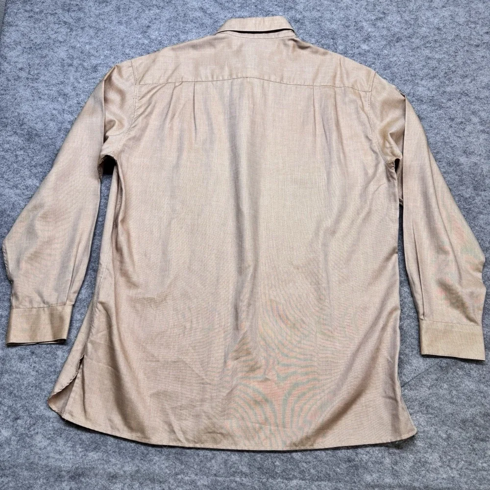 Ermenegildo Zegna Shirt Mens XL Beige‎ Cotton Button Up Dress Office Italy